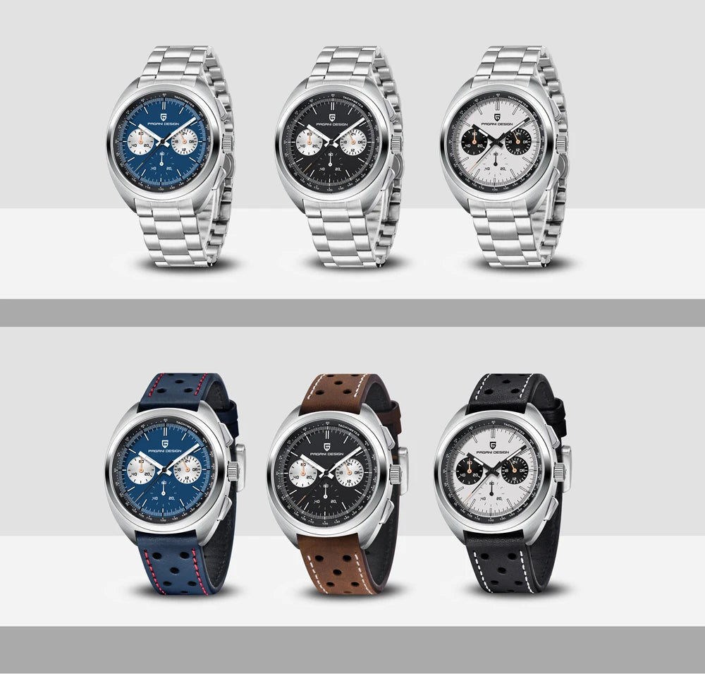 PAGANI DESIGN 2026 Retro Luxury Men's Watches Sports Chronograph VK63 Quartz Watch For Men AR Sapphire Waterproof Leather Clock