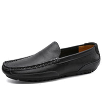 Mocasines informales transpirables de piel auténtica para hombre, zapatos de cuero sin cordones, formales, italianos, planos, para conducir