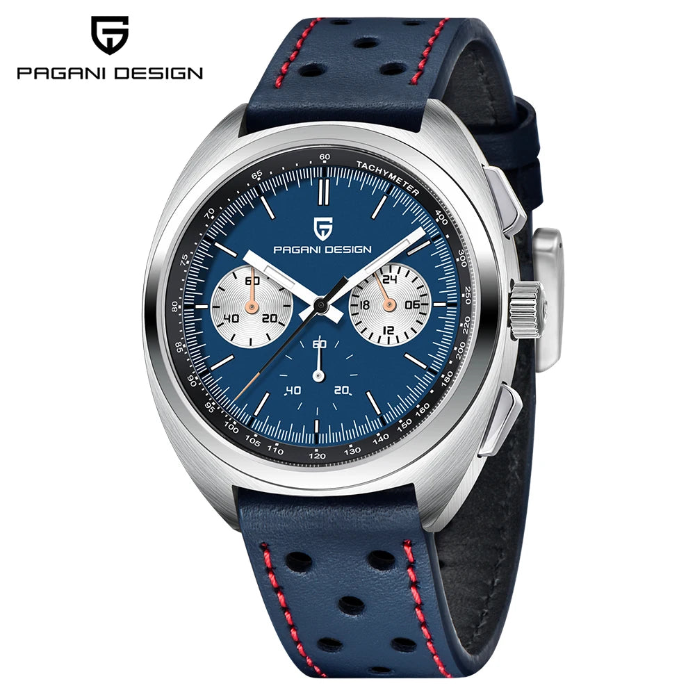 PAGANI DESIGN 2026 Retro Luxury Men's Watches Sports Chronograph VK63 Quartz Watch For Men AR Sapphire Waterproof Leather Clock