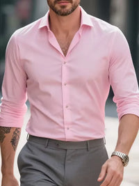 Elegantes Herrenhemd, bügelfrei, Business Casual, schmal geschnitten, schwarz, einfarbig, modisch und hochwertig