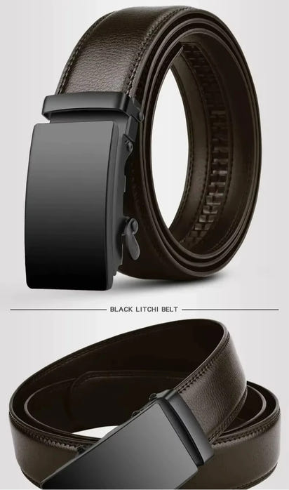 Fashion Automatic Buckle Belt for Men Famous Brand Business Belt Men PU Leather Waist Straps Black Male Jeans Belts for Men