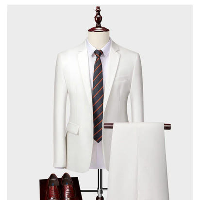 Suits Men Two Piece Sets Pant Set Blazer Turn Down Collar Full Sleeve Slim Fit Tight Waist Coat Long Pants Wedding Fabric Upgade