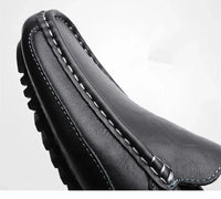 Mocasines informales transpirables de piel auténtica para hombre, zapatos de cuero sin cordones, formales, italianos, planos, para conducir