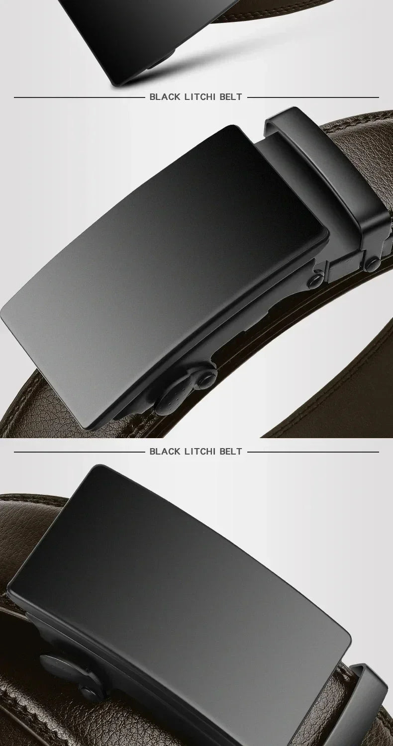 Fashion Automatic Buckle Belt for Men Famous Brand Business Belt Men PU Leather Waist Straps Black Male Jeans Belts for Men