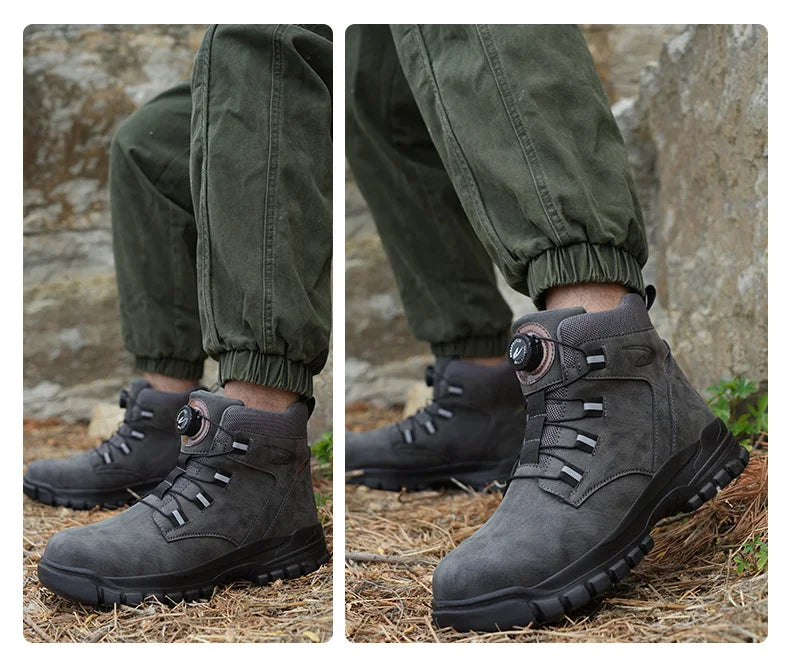 Wasserdichte Sicherheitsstiefel für Herren, unzerstörbare Stahlkappen-Arbeitsstiefel, stoß- und stichfeste Sicherheitsschuhe, Biker-Boots Para Hombre