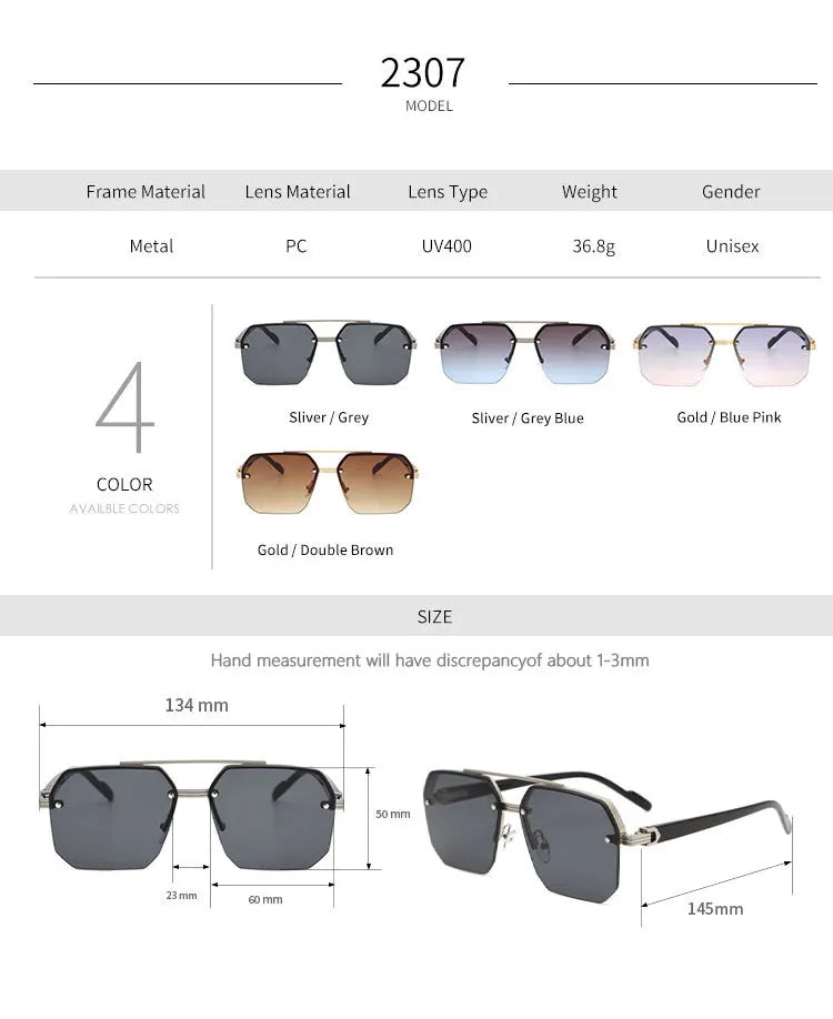 Fashion Half Frame Sunglasses for Men Women Punk Sunglasses Travel Driving UV Resistant Sunglasses Trendy Goggles Shades UV400