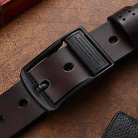 New leather men's retro belt fashionable metal alloy needle buckle adult luxury brand jeans business casual waist men's belt