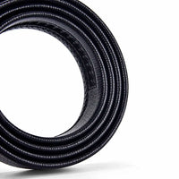 Men's Auto Buckle Business Belt - Textured PU Leather Strap, Metal Clasp Dress Belt Black (High Quality)