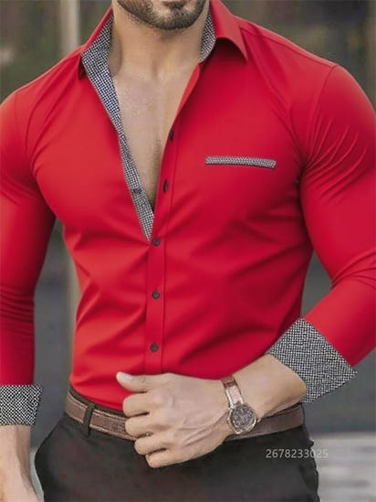 Camisa de negocios para hombre, con solapa, color negro, blanco y gris, manga larga con botones para exteriores, tela suave de alta calidad, tallas XS-6XL