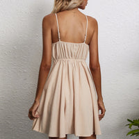 Nuevo vestido de tirantes con lazo para mujer, vestido de lino y algodón ajustado a la moda, vestido de verano informal de color liso