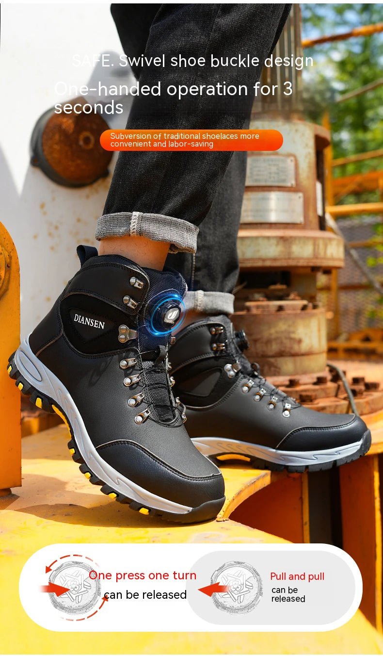 Zapatos de seguridad con botón giratorio, zapatillas de trabajo para hombre, zapatos indestructibles, zapatos de protección antipinchazos, botas de trabajo, botas tácticas.