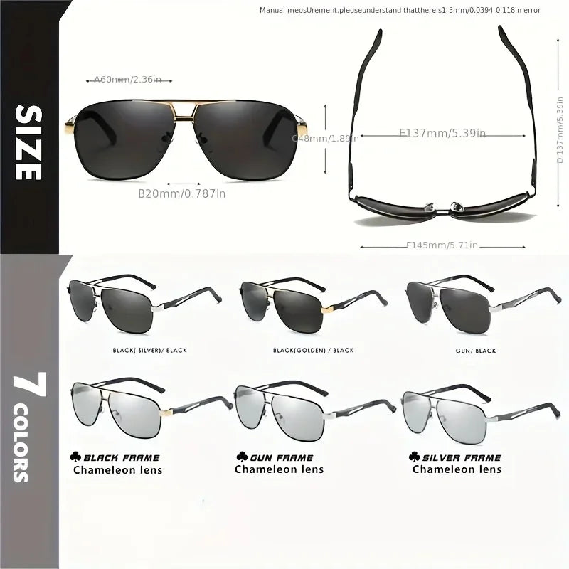 Fashion Large Frame Sunglasses for Men Luxury Pilot Metal Sun Glasses Design Anti-reflective  Eyewear UV400 Oculos De Sol