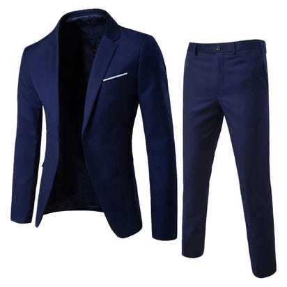 Suits Men Two Piece Sets Pant Set Blazer Turn Down Collar Full Sleeve Slim Fit Tight Waist Coat Long Pants Wedding Fabric Upgade
