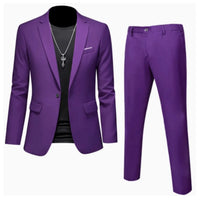 Suits Men Two Piece Sets Pant Set Blazer Turn Down Collar Full Sleeve Slim Fit Tight Waist Coat Long Pants Wedding Fabric Upgade