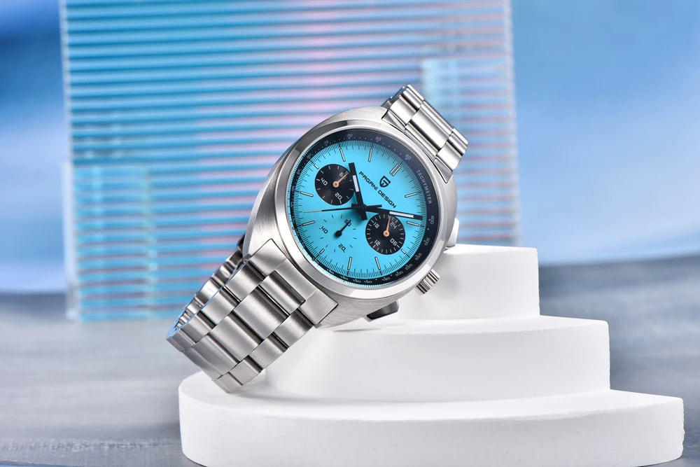 PAGANI DESIGN 2026 Retro Luxury Men's Watches Sports Chronograph VK63 Quartz Watch For Men AR Sapphire Waterproof Leather Clock