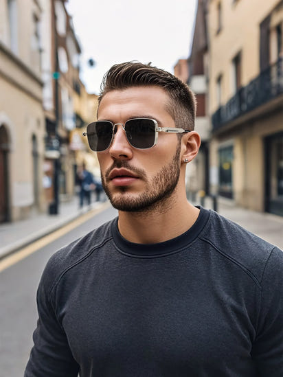 Fashion Half Frame Sunglasses for Men Women Punk Sunglasses Travel Driving UV Resistant Sunglasses Trendy Goggles Shades UV400