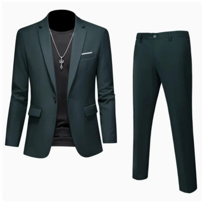 Suits Men Two Piece Sets Pant Set Blazer Turn Down Collar Full Sleeve Slim Fit Tight Waist Coat Long Pants Wedding Fabric Upgade