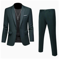 Suits Men Two Piece Sets Pant Set Blazer Turn Down Collar Full Sleeve Slim Fit Tight Waist Coat Long Pants Wedding Fabric Upgade