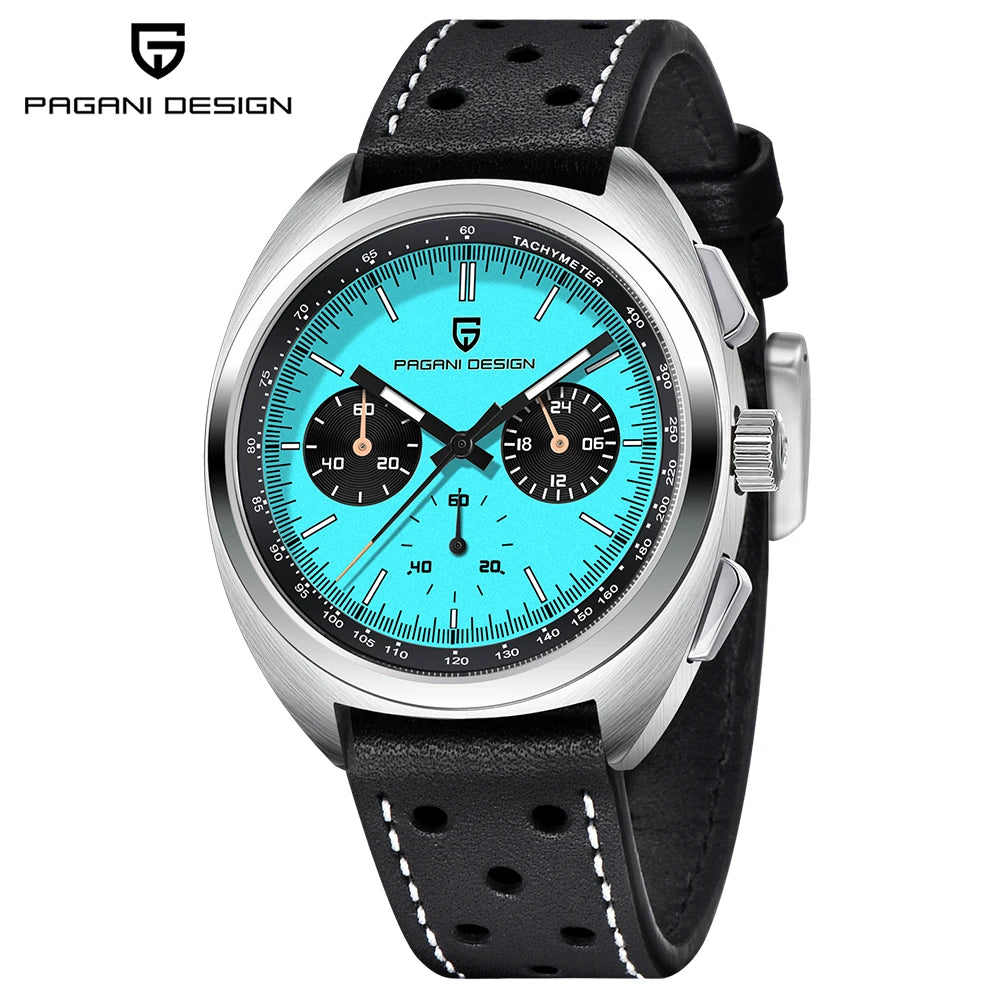 PAGANI DESIGN 2026 Retro Luxury Men's Watches Sports Chronograph VK63 Quartz Watch For Men AR Sapphire Waterproof Leather Clock