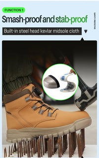 Wasserdichte Sicherheitsstiefel für Herren, unzerstörbare Stahlkappen-Arbeitsstiefel, stoß- und stichfeste Sicherheitsschuhe, Biker-Boots Para Hombre