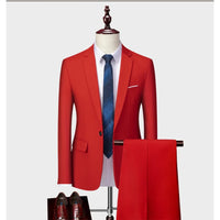 Suits Men Two Piece Sets Pant Set Blazer Turn Down Collar Full Sleeve Slim Fit Tight Waist Coat Long Pants Wedding Fabric Upgade