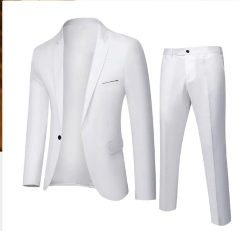 Suits Men Two Piece Sets Pant Set Blazer Turn Down Collar Full Sleeve Slim Fit Tight Waist Coat Long Pants Wedding Fabric Upgade